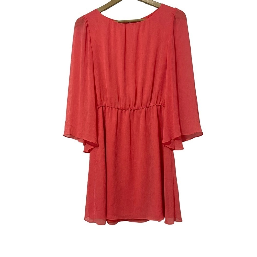 Alice and Olivia Coral Pink‎ Bell Sleeve Mini Dress Size Small